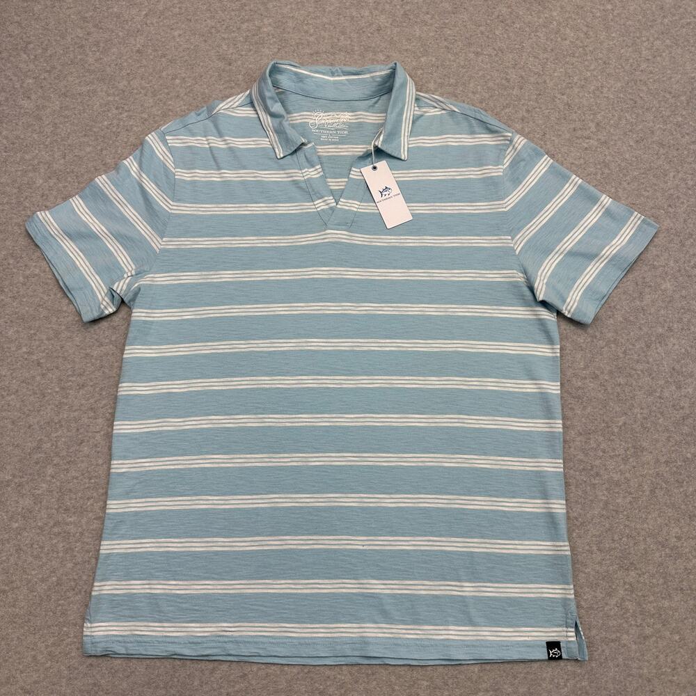 Southern Tide Sun Farer Polo Shirt Mens L Rain Water Summer Ray Striped Cotton